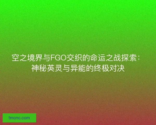 空之境界与FGO交织的命运之战探索：神秘英灵与异能的终极对决