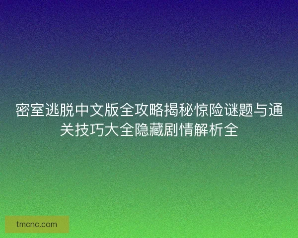 密室逃脱中文版全攻略揭秘惊险谜题与通关技巧大全隐藏剧情解析全