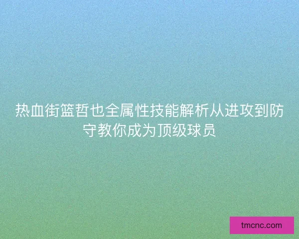 热血街篮哲也全属性技能解析从进攻到防守教你成为顶级球员