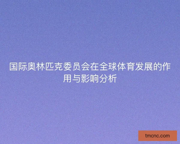 国际奥林匹克委员会在全球体育发展的作用与影响分析