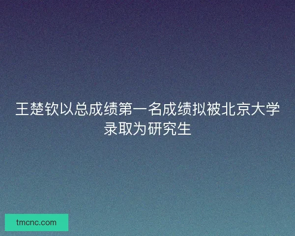 王楚钦以总成绩第一名成绩拟被北京大学录取为研究生