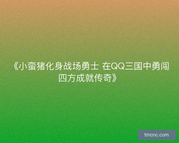 《小蛮猪化身战场勇士 在QQ三国中勇闯四方成就传奇》