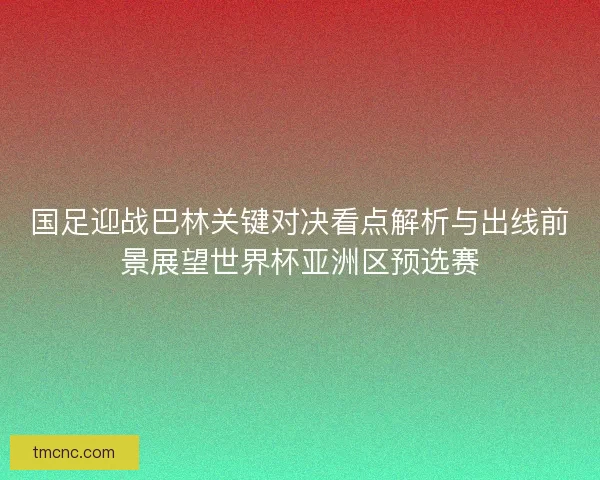 国足迎战巴林关键对决看点解析与出线前景展望世界杯亚洲区预选赛