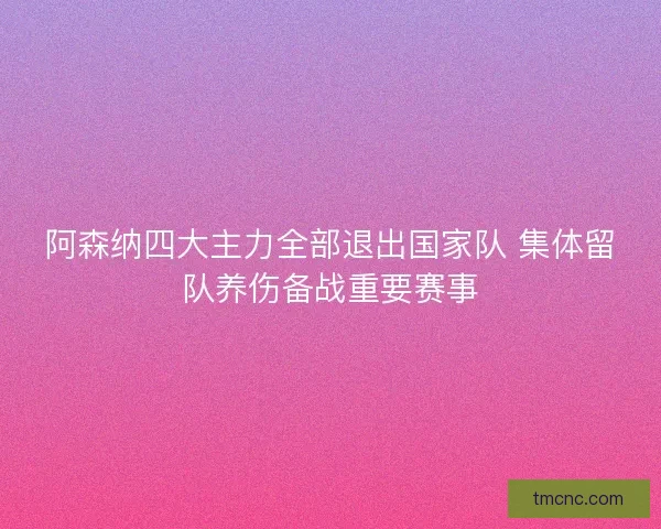 阿森纳四大主力全部退出国家队 集体留队养伤备战重要赛事